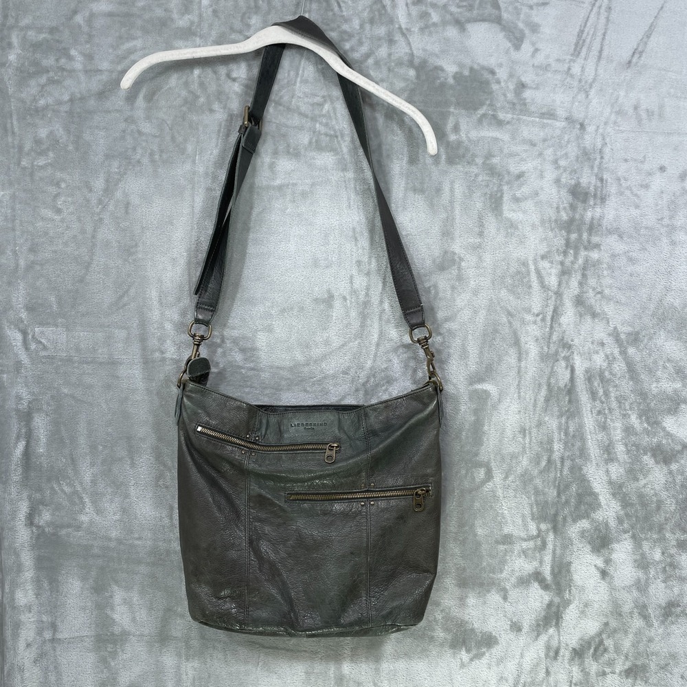 Liebeskind Berlin Double Esther Leather Green Satchel Purse Crossbody Bag